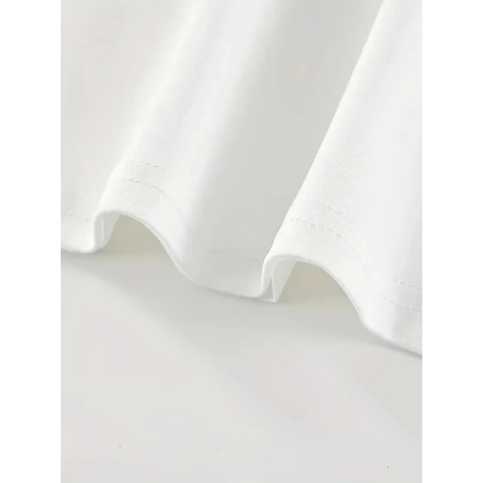 New York Baskılı Oversize Bisiklet Yaka T-shirt - Beyaz