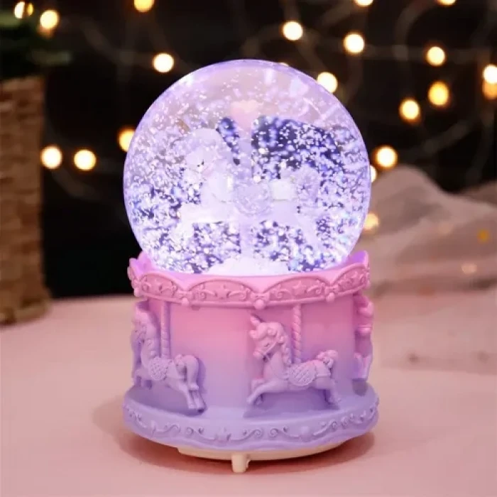 Orta Boy Işıklı Unicorn Kar Küresi