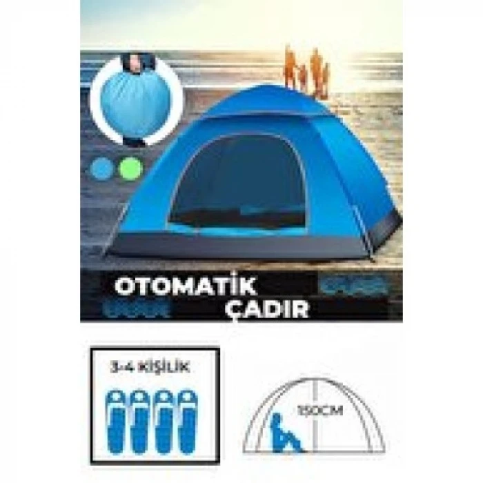 Otomatik Havada Açılan Su Geçirmez Çadır 4 Kişilik