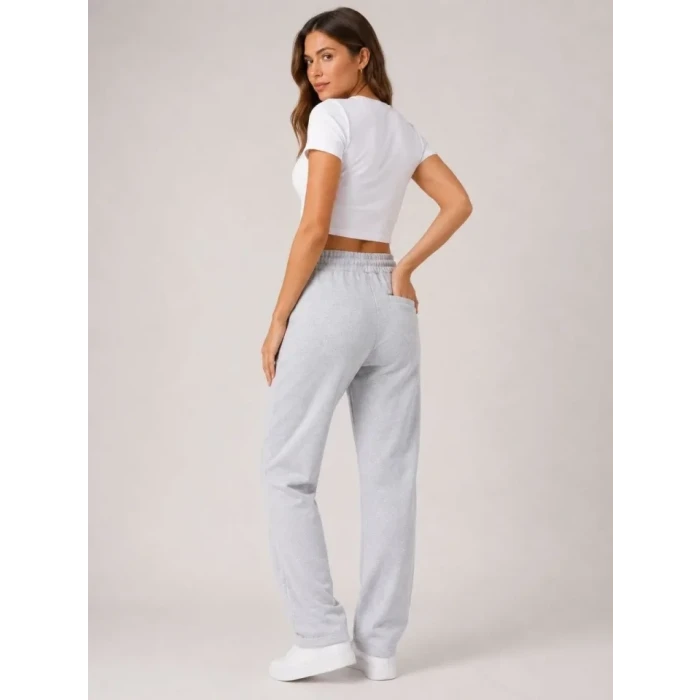 Pike Dokuma Kumaş Cepli Eşofman Altı Lastikli Bağcıklı 4 Mevsim - Gri