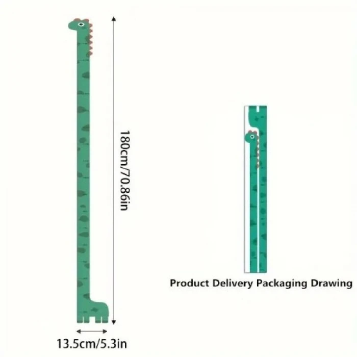 Sevimli Figürlü Çocuk Odası Boy Ölçer Sticker 180 cm