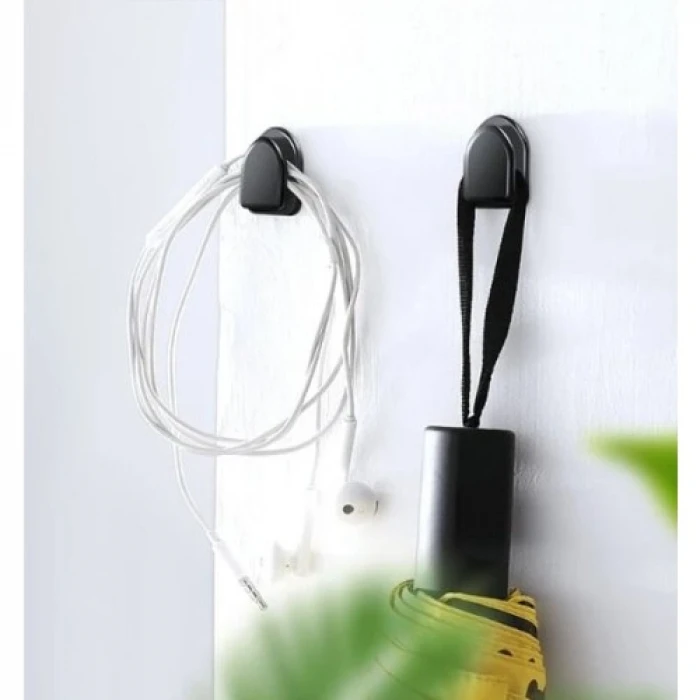 Siyah Çok Amaçlı Yapışkanlı Kanca 10 lu