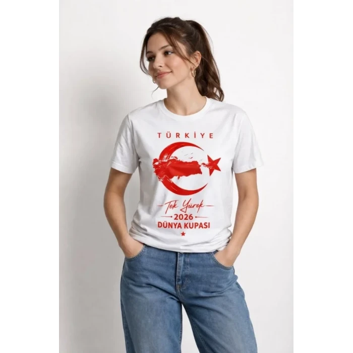 Türkiye Ay Yıldız 2026 Dünya Kupasi Taraftar Forma T-shirt - Beyaz