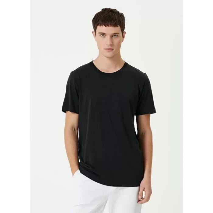 Unisex Basic Bisiklet Yaka Regular T-shirt - Siyah