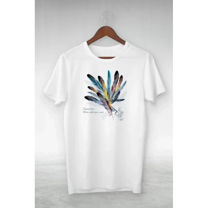 Unisex Baskılı Oversize T-shirt - Beyaz