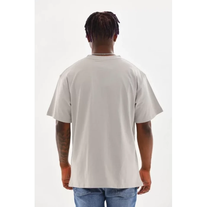 Unisex Baskılı Oversize T-shirt - Gri