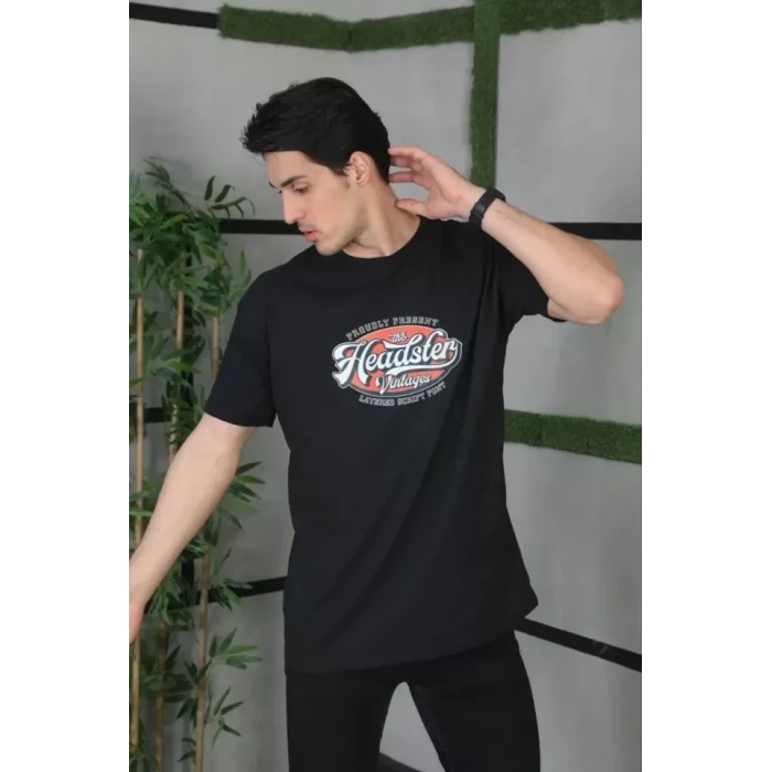 Unisex Baskılı Oversize T-shirt - Siyah