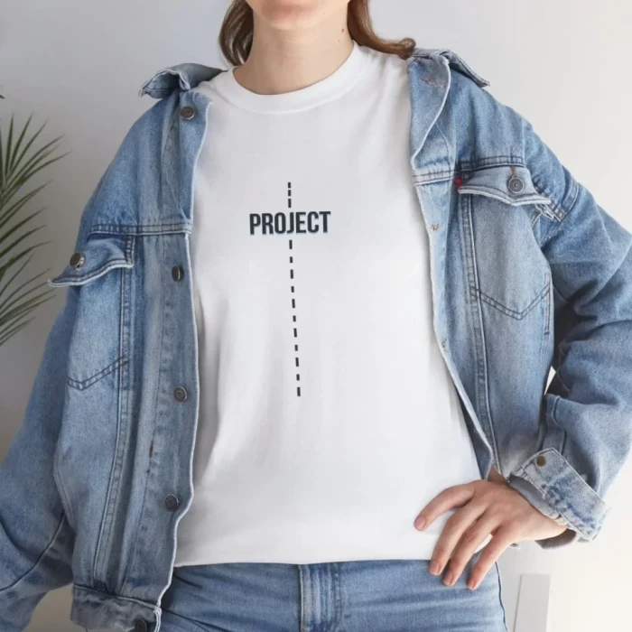 Unisex Bisiklet Yaka Baskılı T-shirt - Beyaz