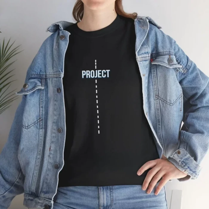 Unisex Bisiklet Yaka Baskılı T-shirt - Siyah