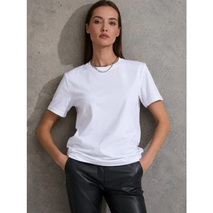 Unisex Kısa Kollu Bisiklet Yaka Basic Viskon Bluz