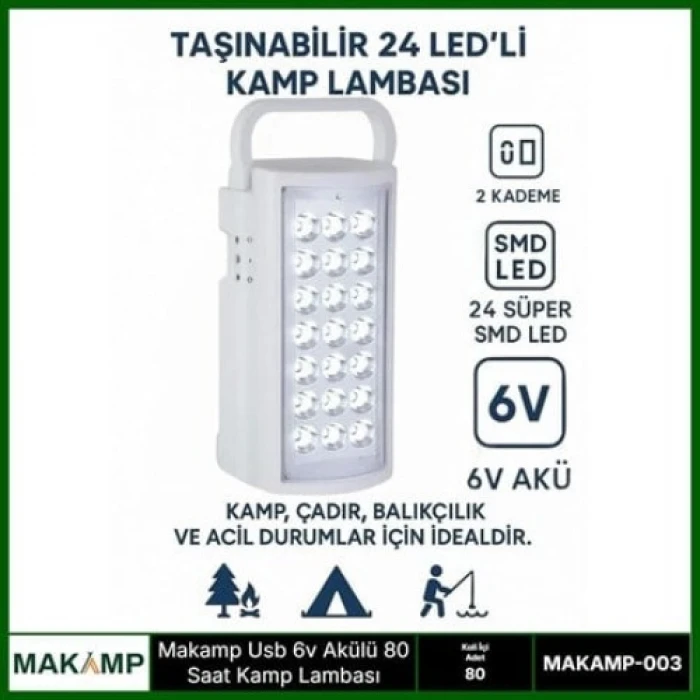 USV 6V AKÜLÜ 80 SAAT KAMP LAMBASI IŞILDAK
