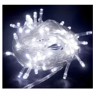 10m 100 Led Boncuk Lamba Beyaz Işık Şeffaf Kablo