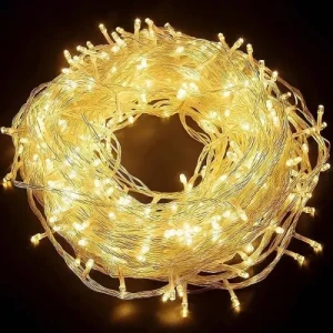 10m 60 LED Pilli 2 Kademeli Gün Işığı Şeffaf Kablo
