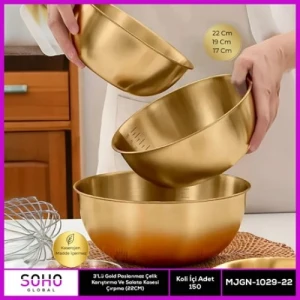 3Lü Gold Paslanmaz Çelik Kap