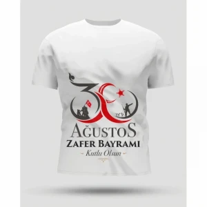 30 Ağustos Zafer Bayramı Baskılı Oversize Bisiklet Yaka T-shirt