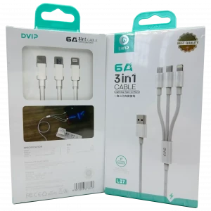 6A (iPhone-TYPE-C-Micro) 3 ü 1 Arada Şarj Kablosu L37