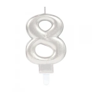 8 Rakamı Mum Gümüş Renk