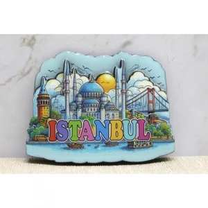 Ahşap İstanbul Temalı Magnet - Model 10