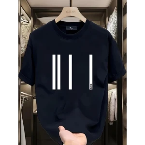 Baskılı Oversize Bisiklet Yaka T-shirt - Siyah