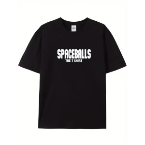 Baskılı Oversize Bisiklet Yaka T-shirt - Siyah