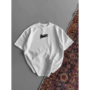 Baskılı Oversize T-shirt - Beyaz