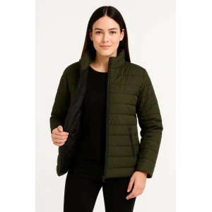 Bomber Mont Ceket – Su İtici Kumaş, Kapitone Astarlı, Fermuarlı, Kışlık - Haki
