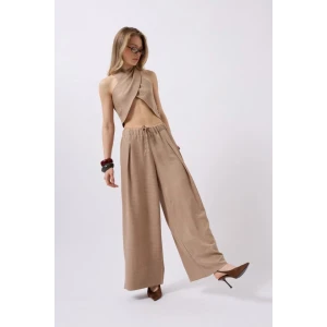 Düşük Bel Oversize Keten Pantolon