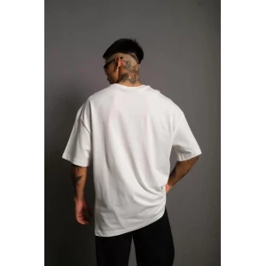 Erkek 24/1 Düz A Kalite Oversize T-shirt - Beyaz