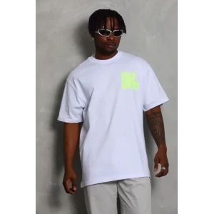 Erkek Baskılı T-shirt Kısa Kol Bisiklet Yaka Regular Fit Rahat Kalıp Günlük Tişört - Beyaz
