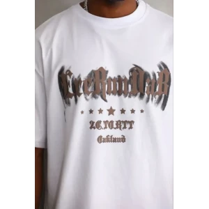 Erkek Baskılı T-shirt Kısa Kol Bisiklet Yaka Regular Fit Rahat Kalıp Günlük Tişört - Beyaz