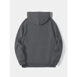 Erkek Düz Kapüşonlu Sweat - Füme