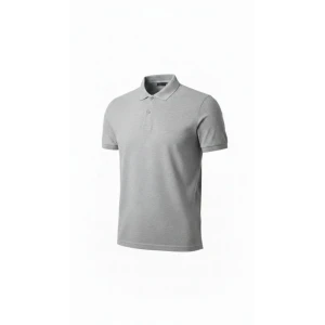 Erkek Pike Kumaş Düğmeli Yaka Regular Fit Günlük Kısa Kol Tişört T-shirt - Gri