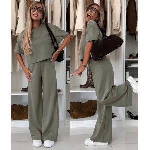 Kadın Kısa Kollu Bisiklet Yakalı Modal Bluz Ve Pantolon Ikili Takım