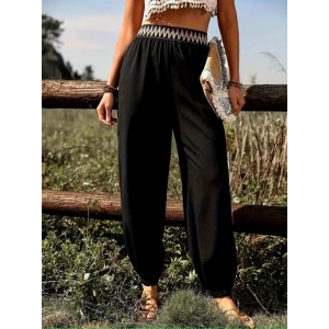 Kadın Yüksek Bel Beli Lastikli Dökümlü Ve Beli Şeritli Pera Pantolon