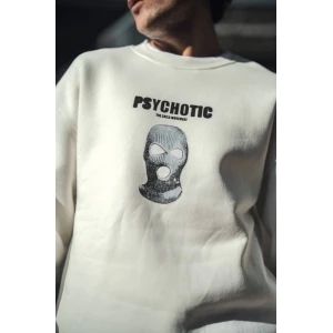 Kışlık Bisiklet Yaka Baskılı Sweatshirt - Beyaz