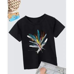 Kız Çocuk Baskılı T-shirt- Siyah