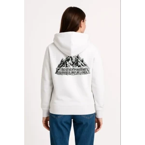 Nihilist Penguen Temalı Oversize Kapüşonlu Sweatshirt - Beyaz