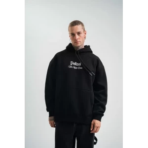Polızeı Premium Kalite Kapşonlu Dijital Patchli Sweatshirt - Siyah