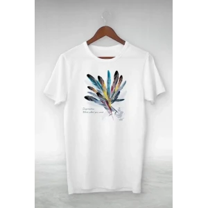 Unisex Baskılı Oversize T-shirt - Beyaz