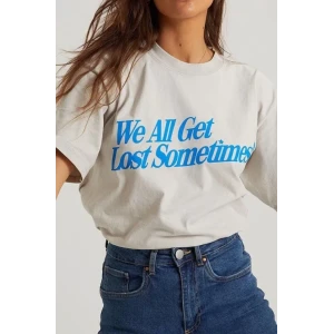 Unisex Baskılı Oversize T-shirt - Beyaz