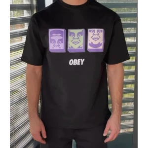Unisex Bisiklet Yaka Baskılı Oversize T-shirt - Siyah