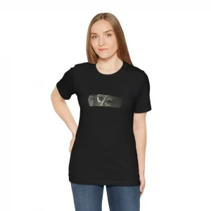 Unisex Bisiklet Yaka Baskılı T-shirt - Siyah