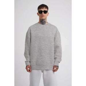 Unisex Biskilet Yaka Üç İplik Sweatshirt - Gri