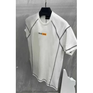 Unisex Dikişli Baskılı Oversize T-shirt - Beyaz