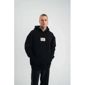 Unisex Kapşonlu Uzun Kol Patchli Nakışlı Sweatshirt - Siyah