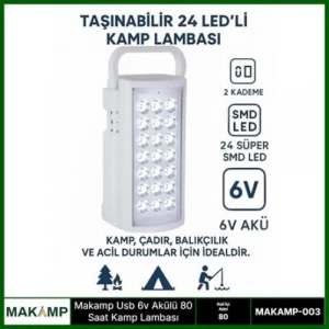 USV 6V AKÜLÜ 80 SAAT KAMP LAMBASI IŞILDAK