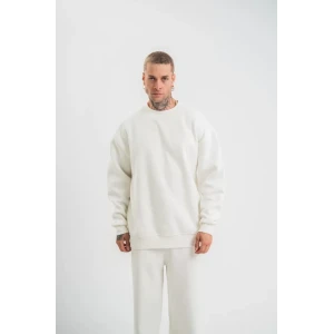 Uzun Kol Bisiklet Yaka Basic Sweatshirt - Beyaz