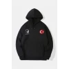 10 Kasıma Özel Üç İplik Kapşonlu Baskılı Sweatshirt - Siyah