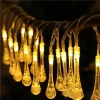 10 LED 2 Metre Sarı Kristal Su Damlası Güneş Enerjili Led Işık