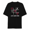14 Şubat Sevgililer Günü Love Always Wins Baskılı Oversize Bisiklet Yaka T-shirt - Siyah
